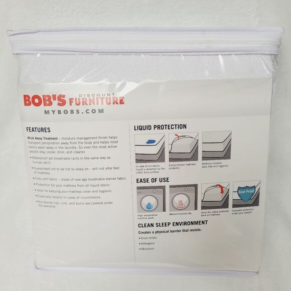 Bob's Furniture Goof Proof Fitted Queen Size Mattress Protector Antimicrobial Ne - Picture 2 of 6